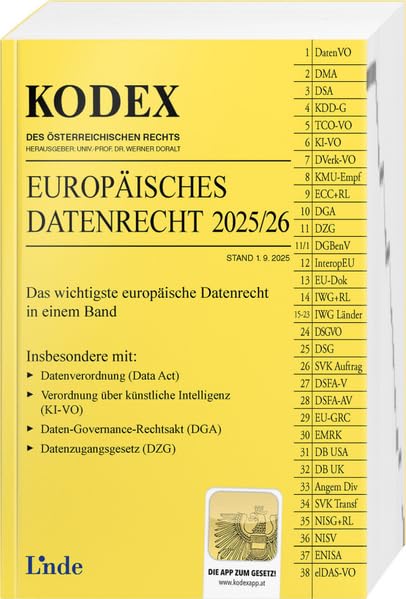 KODEX Europäisches Datenrecht 2025/26 (Kodex des Internationalen Rechts), Taschenbuch