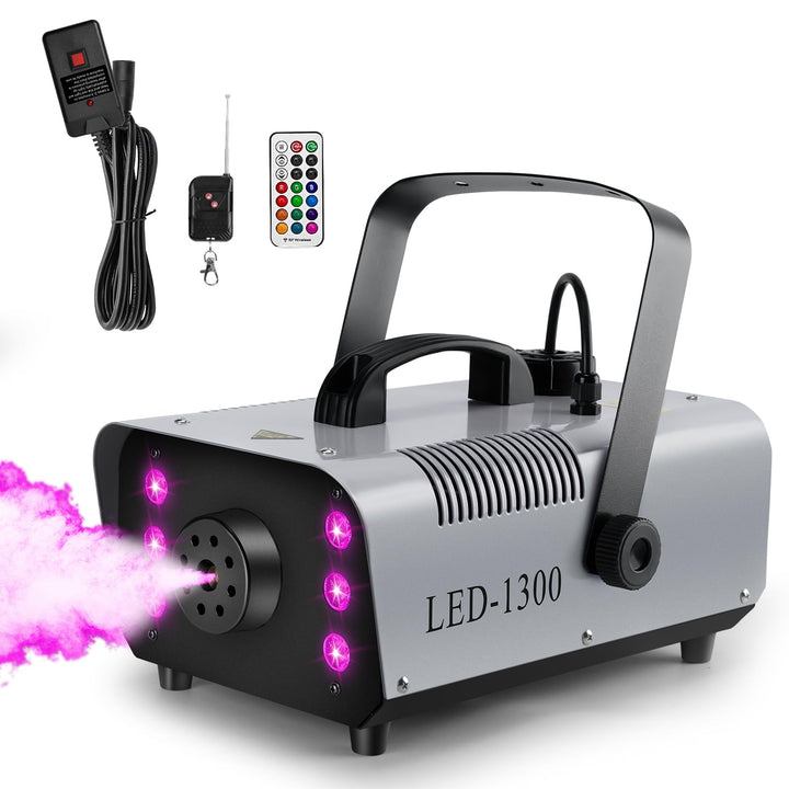 1300 Nebelmaschine mit RGB Effekt,13 Farbigen 6 LED Licht Smoke Machine,Mini Fog Rauchmaschine mit 2