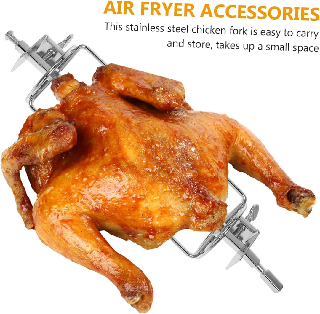 ANDRESLAD 1Satz Edelstahl Drehspiess Set für Grill und BBQ Rotisserie für Hähnchen Fisch und Fleisch