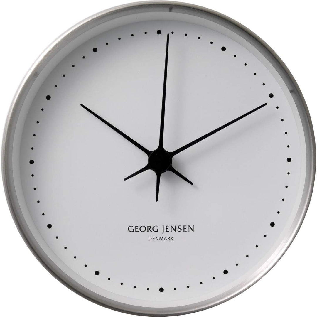 Georg Jensen Koppel Wanduhr 22 cm, Edelstahl mit Weissem Ziffernblatt Material : Precision Quartz Mo