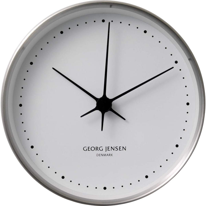 Georg Jensen Koppel Wanduhr 22 cm, Edelstahl mit Weissem Ziffernblatt Material : Precision Quartz Mo