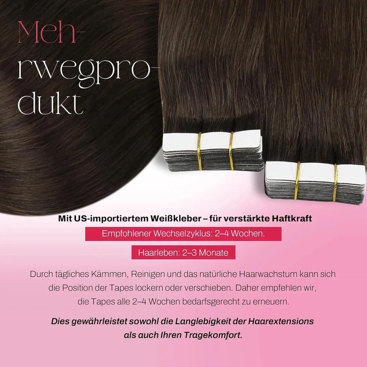 Moresoo Invisible Tape Extensions Echthaar 60 cm Tape in Haarverlängerungen Klebe Extensions Echthaa