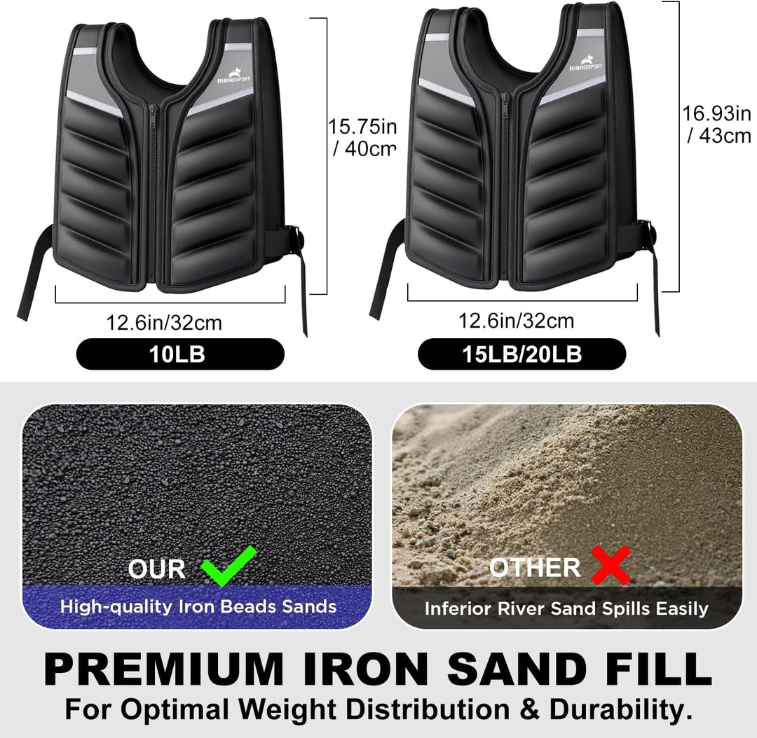 Gewichtsweste 4,5 kg 6,8kg 9,1kg für Damen &amp; Herren - Premium Fitness Weste mit reflektierenden Stre