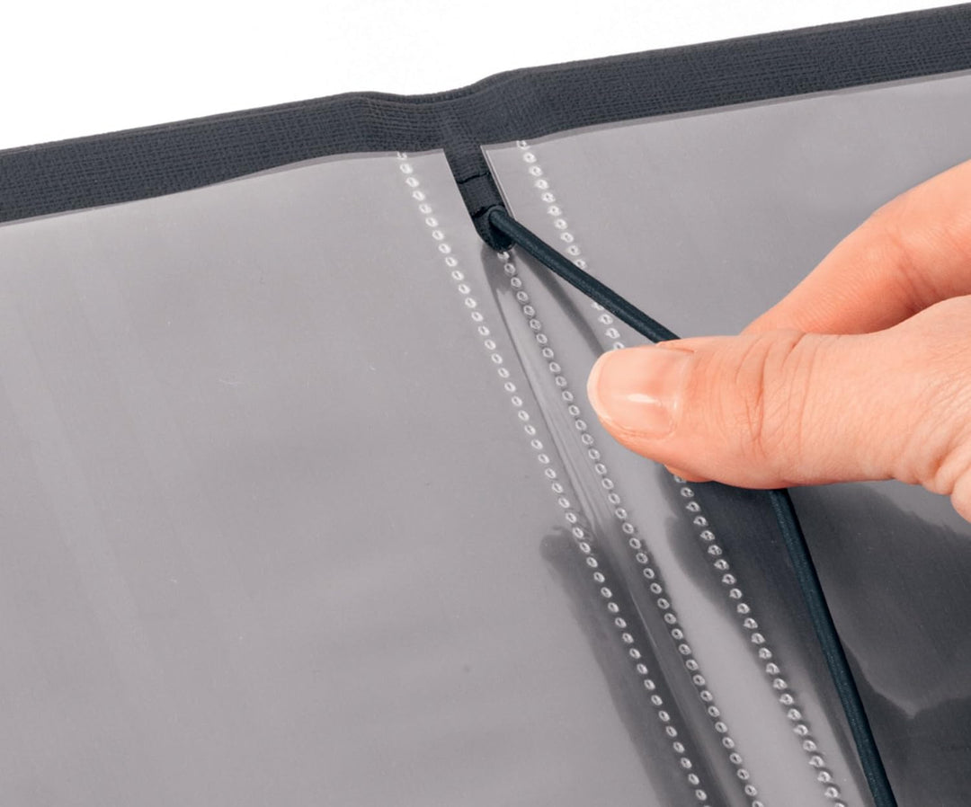 SIGEL SM111/5 Speisekarten-Mappen mit Gummi-Bindung für A4, 5-er Pack, schwarz mit edler Leinenstruk