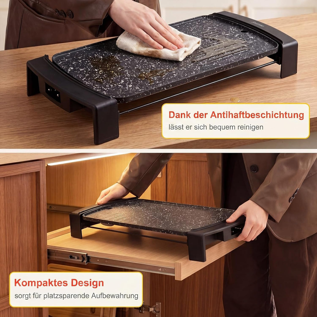 COSTWAY Elektrogrill, 2150 W Tischgrill elektrisch mit Doppelzone