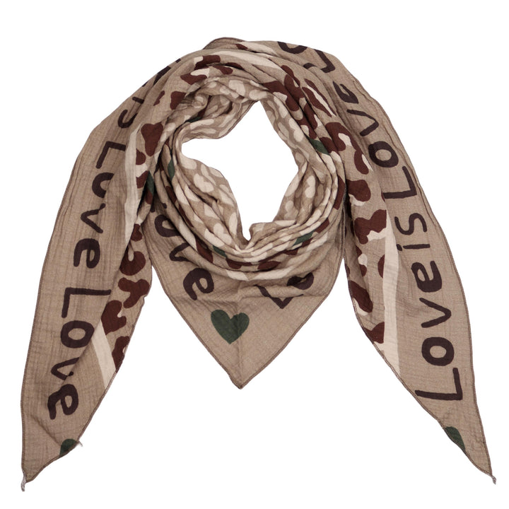 Damen Musselin Halstuch Made in Italy mit Leo Love Paisley Happy– Leichtes Dreieckstuch für Frühling