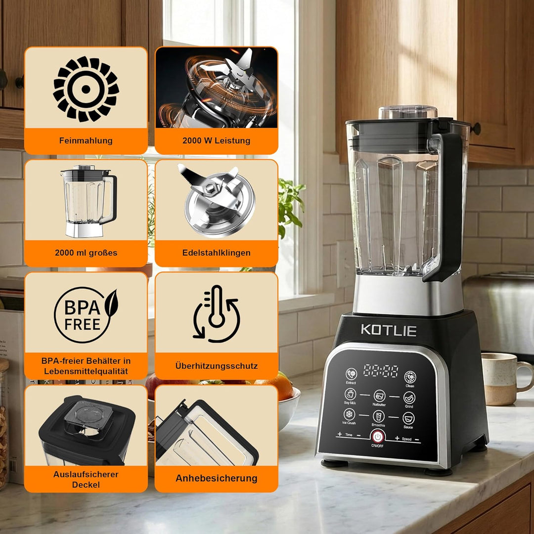 Mixer, smoothie maker, grosser Haushalts-Tischmixer, 2-Liter-Behälter mit grossem Fassungsvermögen