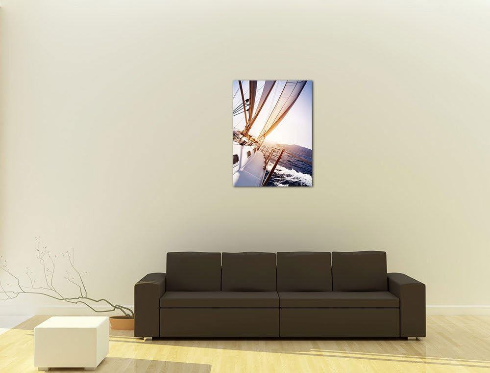 Bilderdepot24 Bild auf Leinwand | Yacht auf See in 60x80 cm als Wandbild | Wand-deko Dekoration Wohn