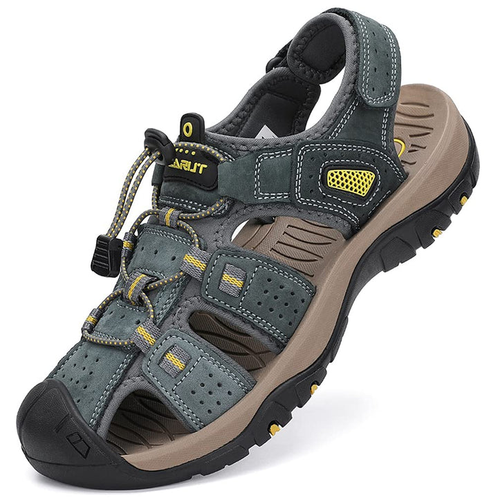 FLARUT Sandalen Herren Outdoorsandalen Trekkingsandalen Wander | Echtleder,Geschlossene Zehe,Rutschf