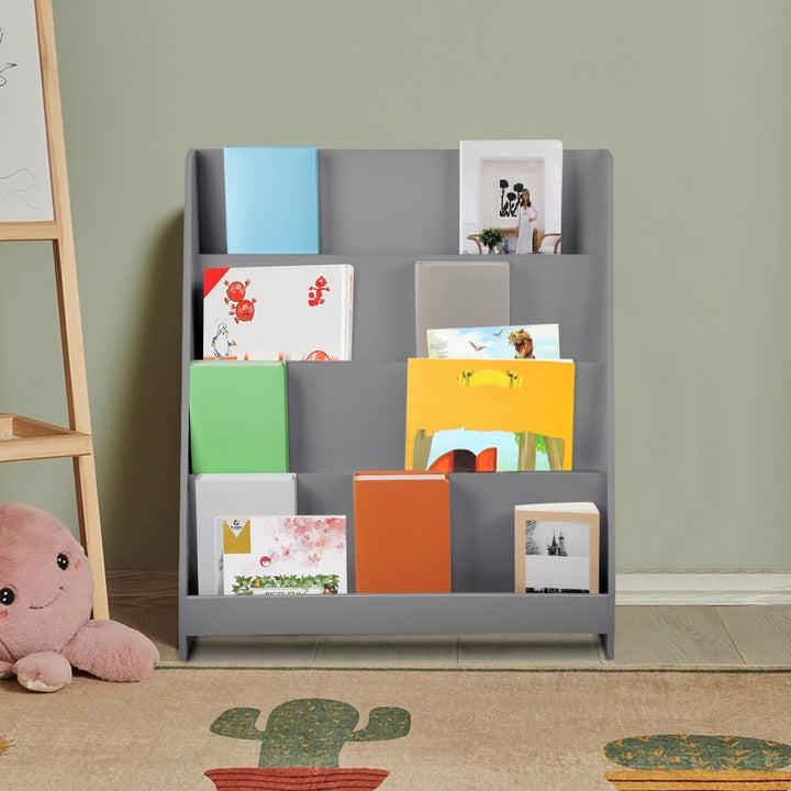 OHMG Bücherregal für Kinder, Aufbewahrung, Spielzeug, Kinder, Bibliothek, Buch, 4 Ebenen, Bücherrega
