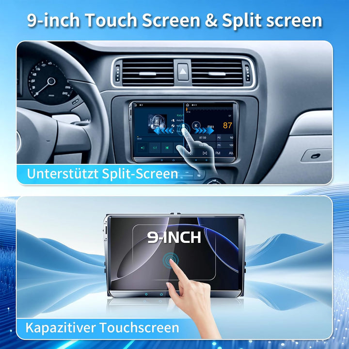 9 Zoll Android 15 8+128G Autoradio mit Qualcomm Chip Bildschirm für Golf 5 Golf 6 VW T5 VW Polo 6R G
