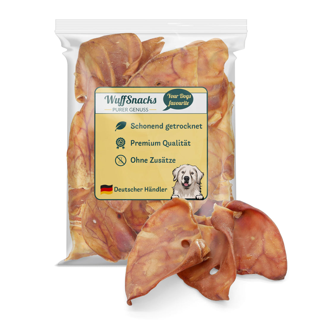getrocknete Schweineohren für Hunde, 25 Stück, 100% Schwein, Kauartikel, Hundefutter, Barf, Leckerli
