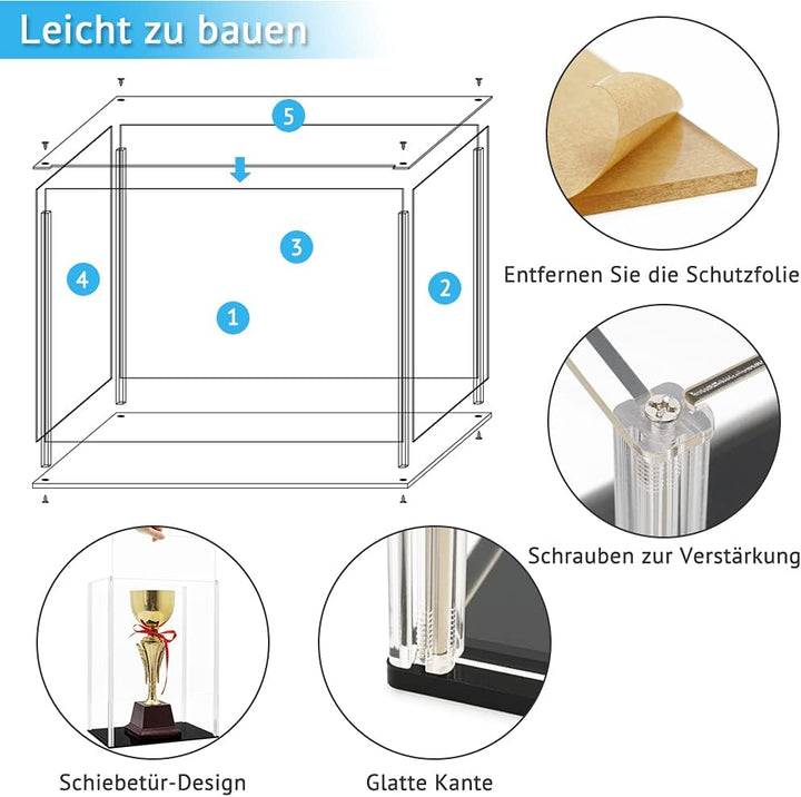 Tingacraft Acryl Vitrine Gross (28,5 x 18,5 x 40 cm) Schaukasten für Figur 28,5x18,5x40 cm, 28,5x18,