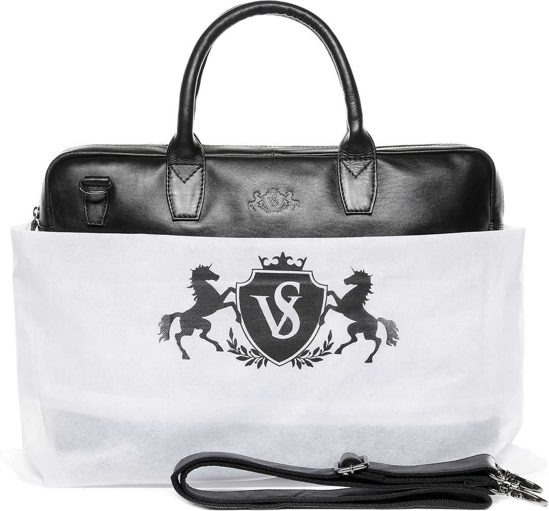 SID & VAIN grosse Laptoptasche schmal echt Leder - 15 Zoll Laptop Business-Tasche BOSTON gross - Umh
