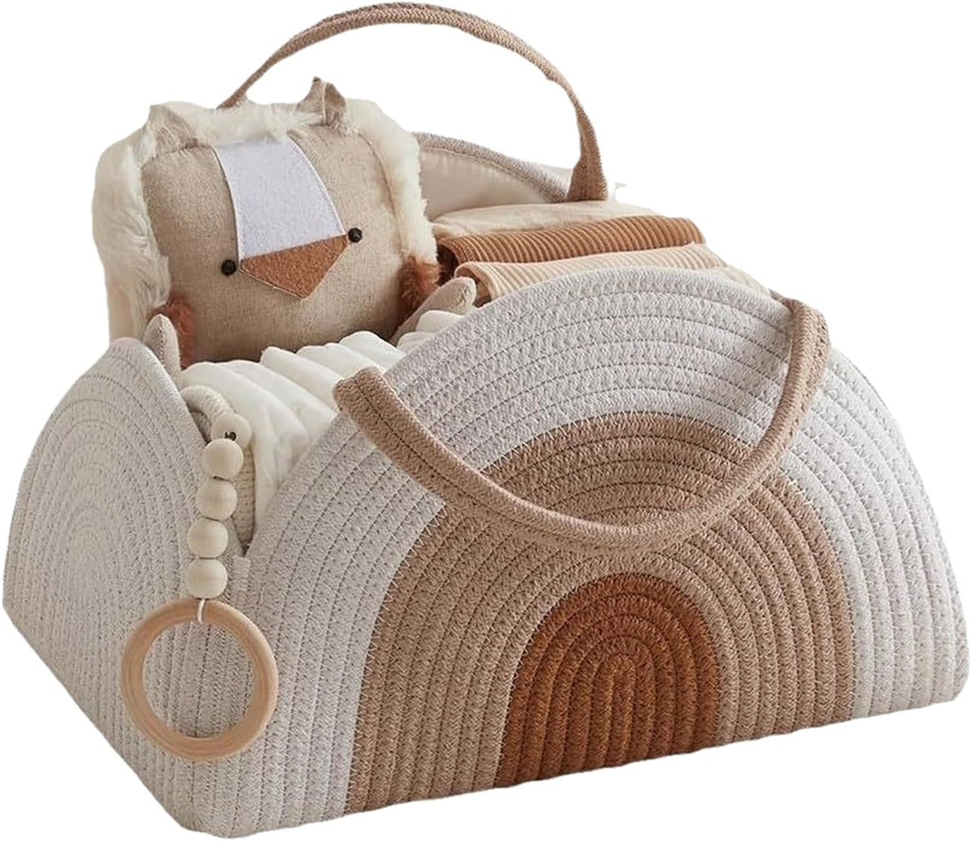 YUEMING Baby Windel Caddy Organizer, Tragbarer Wickelorganizer mit Fächern und Griffen, Wickelkorb B