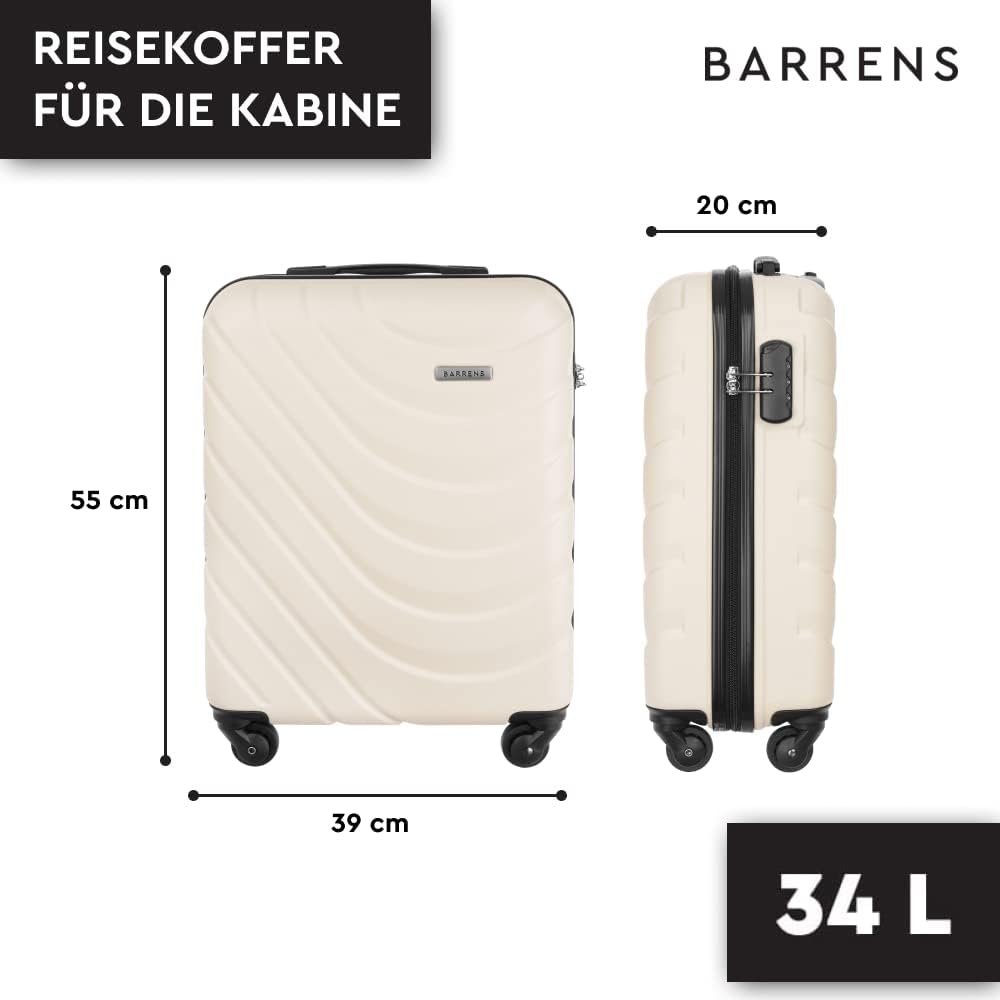 BARRENS Kabinenkoffer | Kabinengepäck | 55x39x20cm | 34 L | ABS-Material | Chiffrierschloss Reisekof