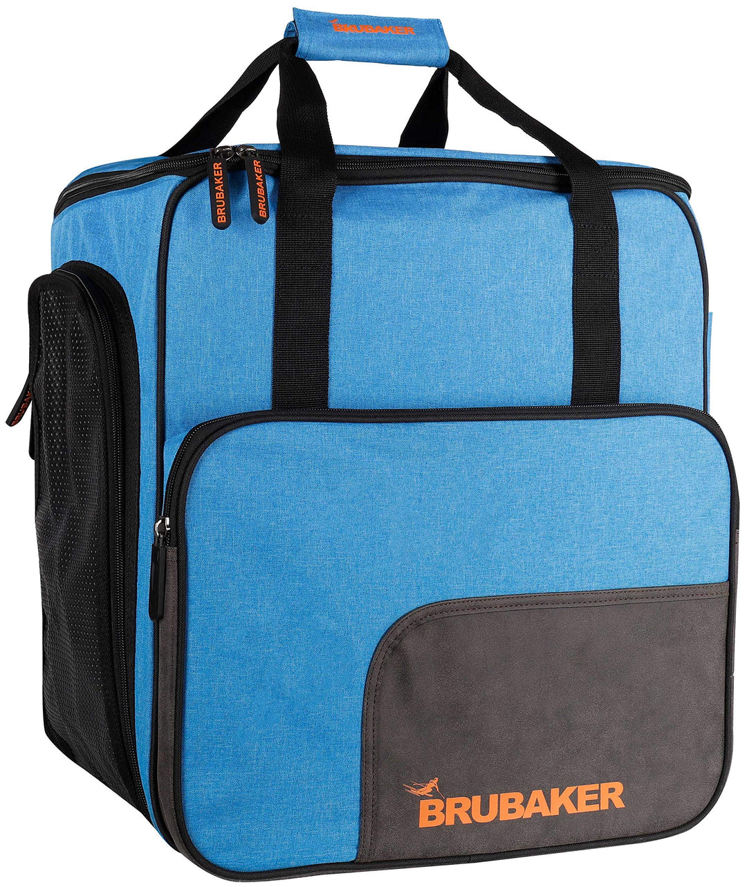 BRUBAKER Super Performance Skischuhtasche Helmtasche Rucksack mit Schuhfach - Blau meliert Schwarz