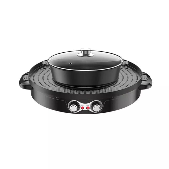 Elektrische Hot Pots,Grill Elektrischer, 2200W 2 in 1 Elektrogrill,Antihaft-Beschichtung,Mandarinent