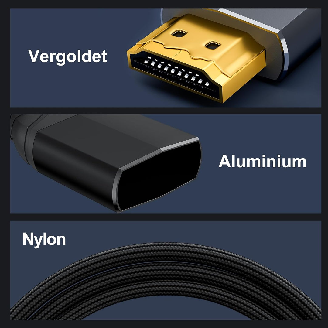ZIKNYDO HDMI 2.2 Kabel 5m (96Gbps, 16K/10K/8K/4K, Dynamic HDR, HDR10+, Dolby Vision, Dolby Atmos, DT