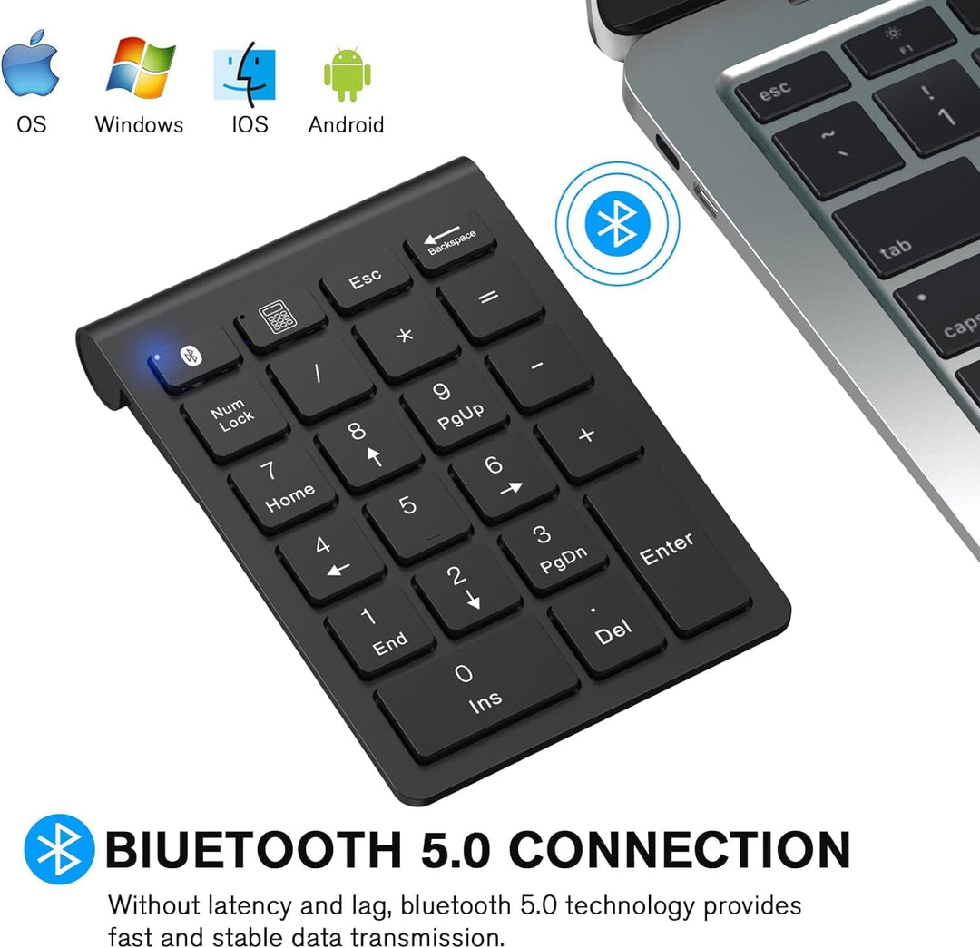 cimetech Bluetooth Numpad- kabellos ziffernblock mit 22 Tasten -10 Multifunktionstasten Multimedia-K
