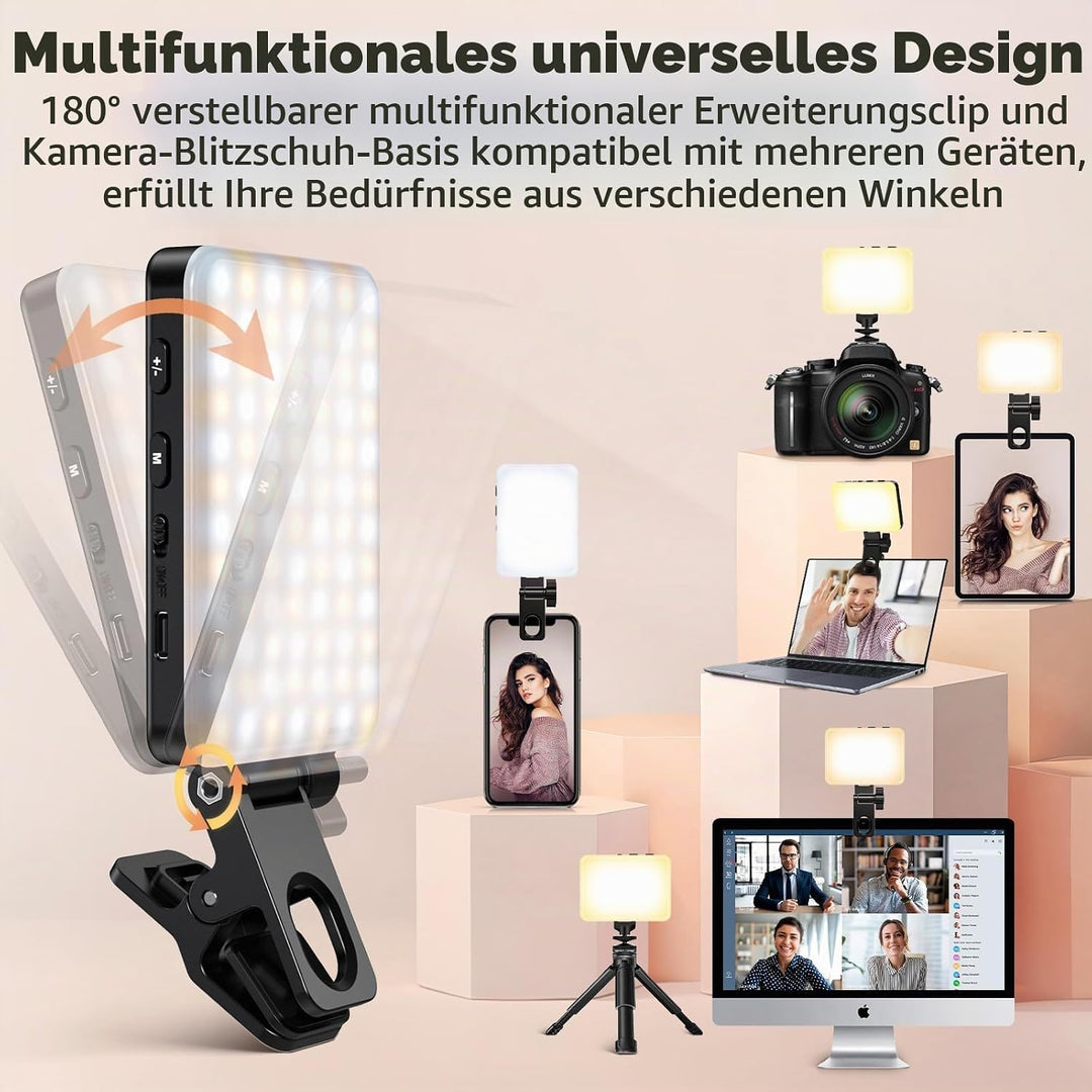 Selfie Licht Handy, 3000-10000K 3 Lichtmodi Handylicht, 2000Mah Eingebauten Akkus, CRI 95+, Selfie L
