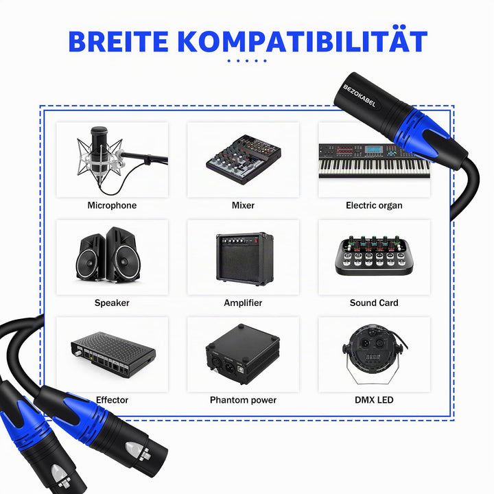 XLR-Splitterkabel - Symmetrisch, Stecker auf 2 Buchsen, Y-Splitter, 3-polig, 1 m Male to 2 Female XL