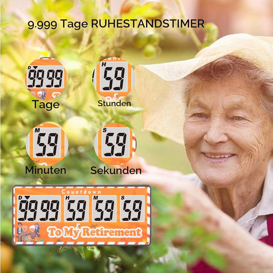 Jayron Retirement Timer 9.999 Tage Digitale Countdown-Uhr Laute Alarme,Magnet Adsorption Stoppuhr Ti