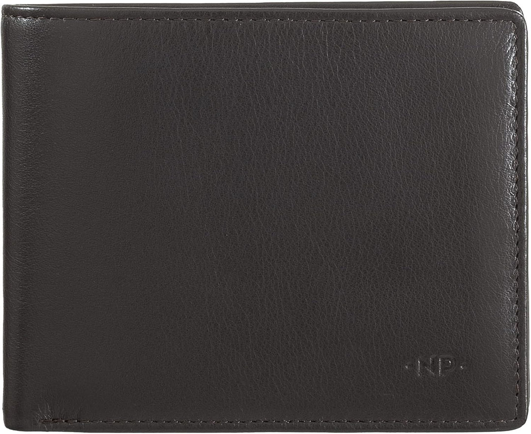 Nuvola Pelle Herren Brieftasche Slim flach aus Nappaleder mit Münzabteil und Kartenfächern Dunkelbra
