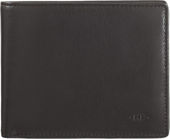 Nuvola Pelle Herren Brieftasche Slim flach aus Nappaleder mit Münzabteil und Kartenfächern Dunkelbra