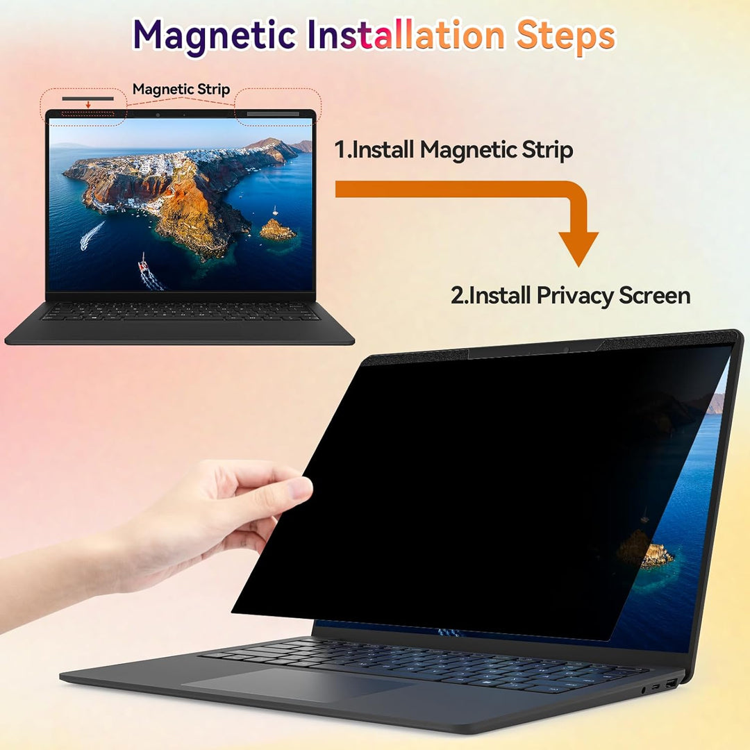 Magnetischer Laptop Sichtschutz für 13.3 Zoll Laptop 16:9, Abnehmbarer Sichtschutzfolie Anti Spy Bla