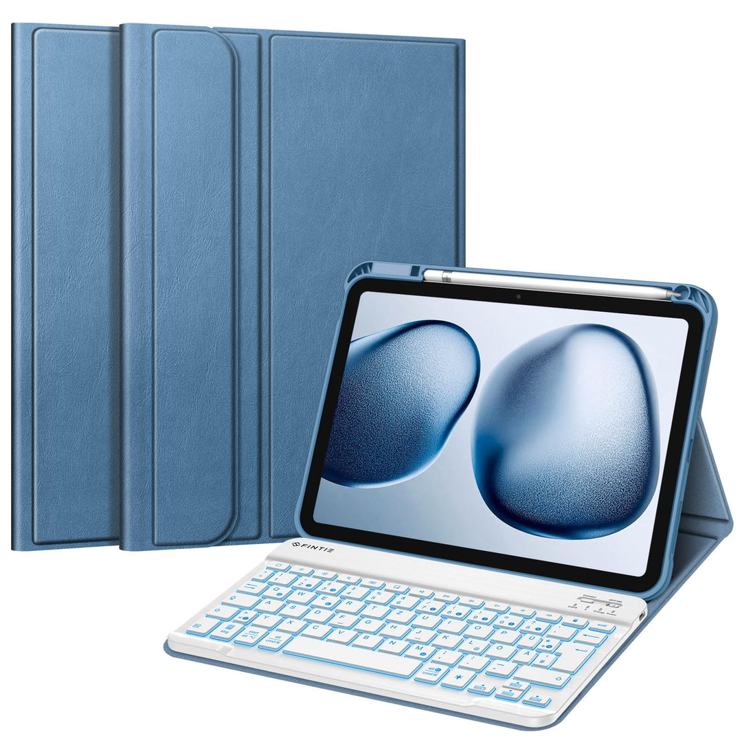 Fintie Tastatur Hülle für iPad 10. Generation 2022 (10.9 Zoll), Keyboard Case mit 7-farbig Beleuchte