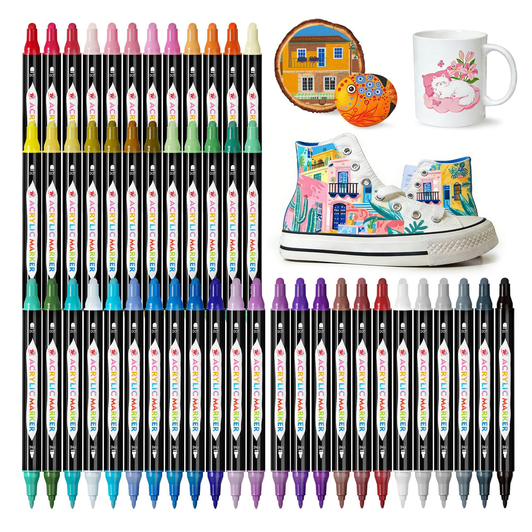 TBC Acrylfarben Set 48 x 60ml Acrylic Paint Set mit 10 Pinseln Wasserfest und Lichtecht Schnell Troc