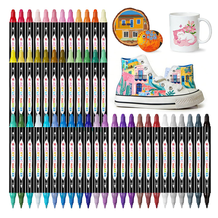TBC Acrylfarben Set 48 x 60ml Acrylic Paint Set mit 10 Pinseln Wasserfest und Lichtecht Schnell Troc