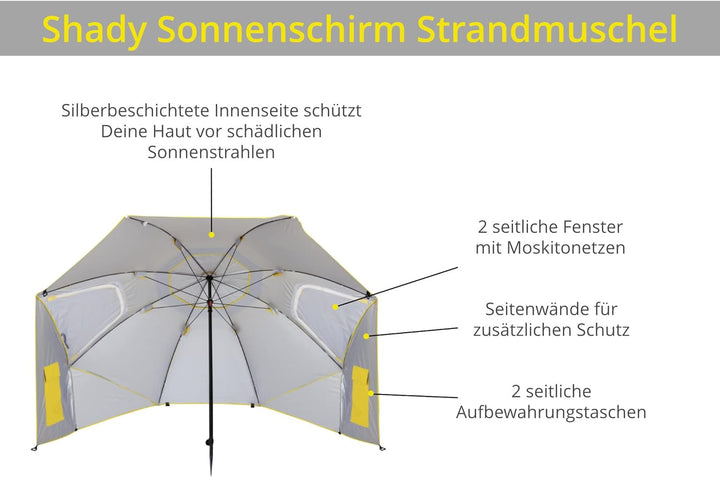 Stagecaptain UM-210 Shady Sonnenschirm-Strandmuschel - Erdspiess zur Montage als Sonnenschirm - Wass