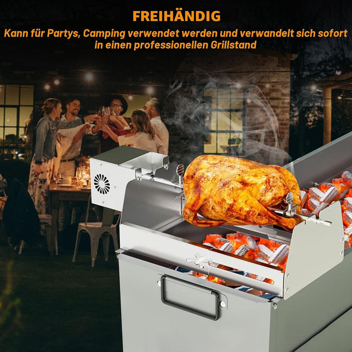 Nimomo Elektrische Grillspiesse, Rollender BBQ automatisch rotierender Rollgrillkorb-Ladeanschluss (
