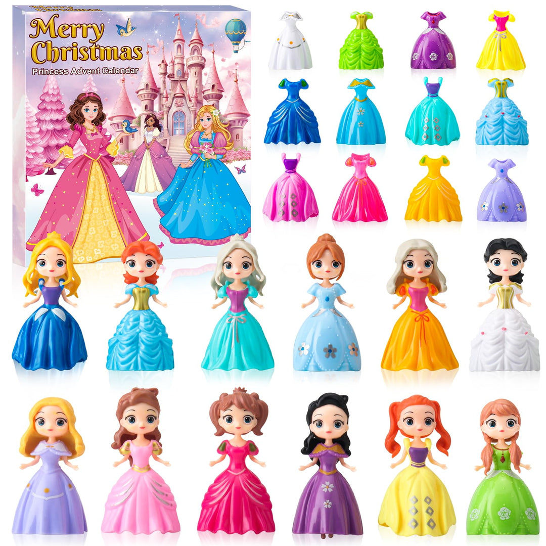 Prinzessin Adventskalender 2025 Mädchen – 24 Tage Weihnachtskalender mit Verformbaren Spielzeug Figu