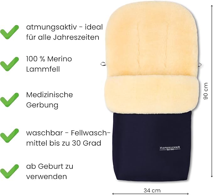Hofbrucker Winter Lammfell Fusssack Putzi – Set mit Handwärmer – wind & wasserabweisend für Kinderwa
