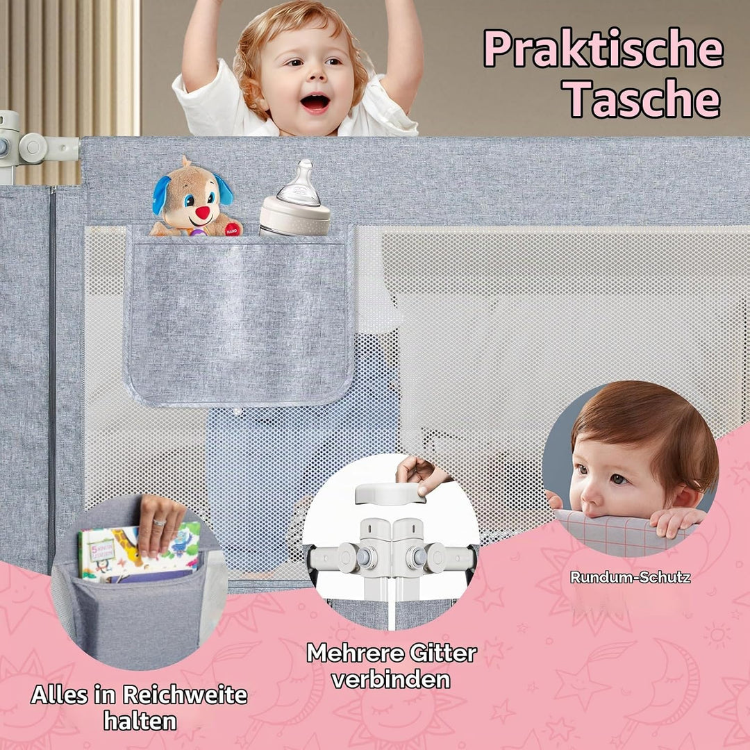 Bettgitter Rausfallschutz Rausfallschutz Kinderbett für Baby Bett &amp; Elternbett mit absenkbarem Desig