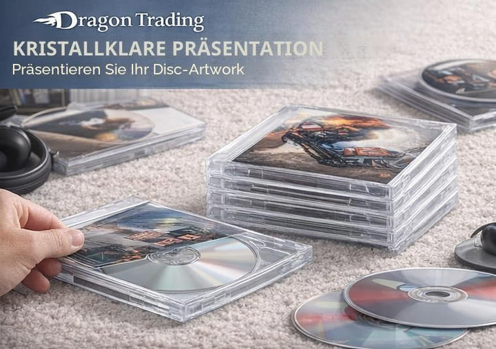 Transparente CD-/DVD-Hüllen (10,4 mm) für jeweils 1 CD/DVD (10er-Packung) von Dragon Trading®