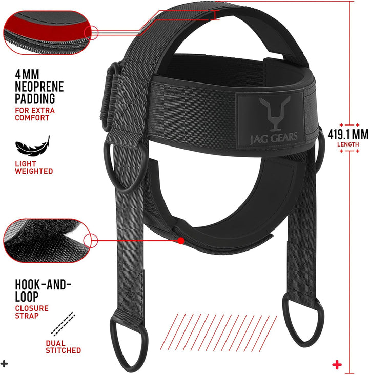 Neck Trainer Neck Training - 7 mm Neoprene Padded Neck Trainer with 110 cm Long Adjustable Steel Cha