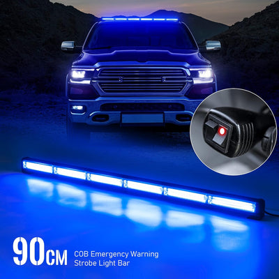 90 cm LED Rundumkennleuchte 60W Blau Rundumleuchte für Auto Anhänger Wohnwagen SUV -14 Blinkende Str