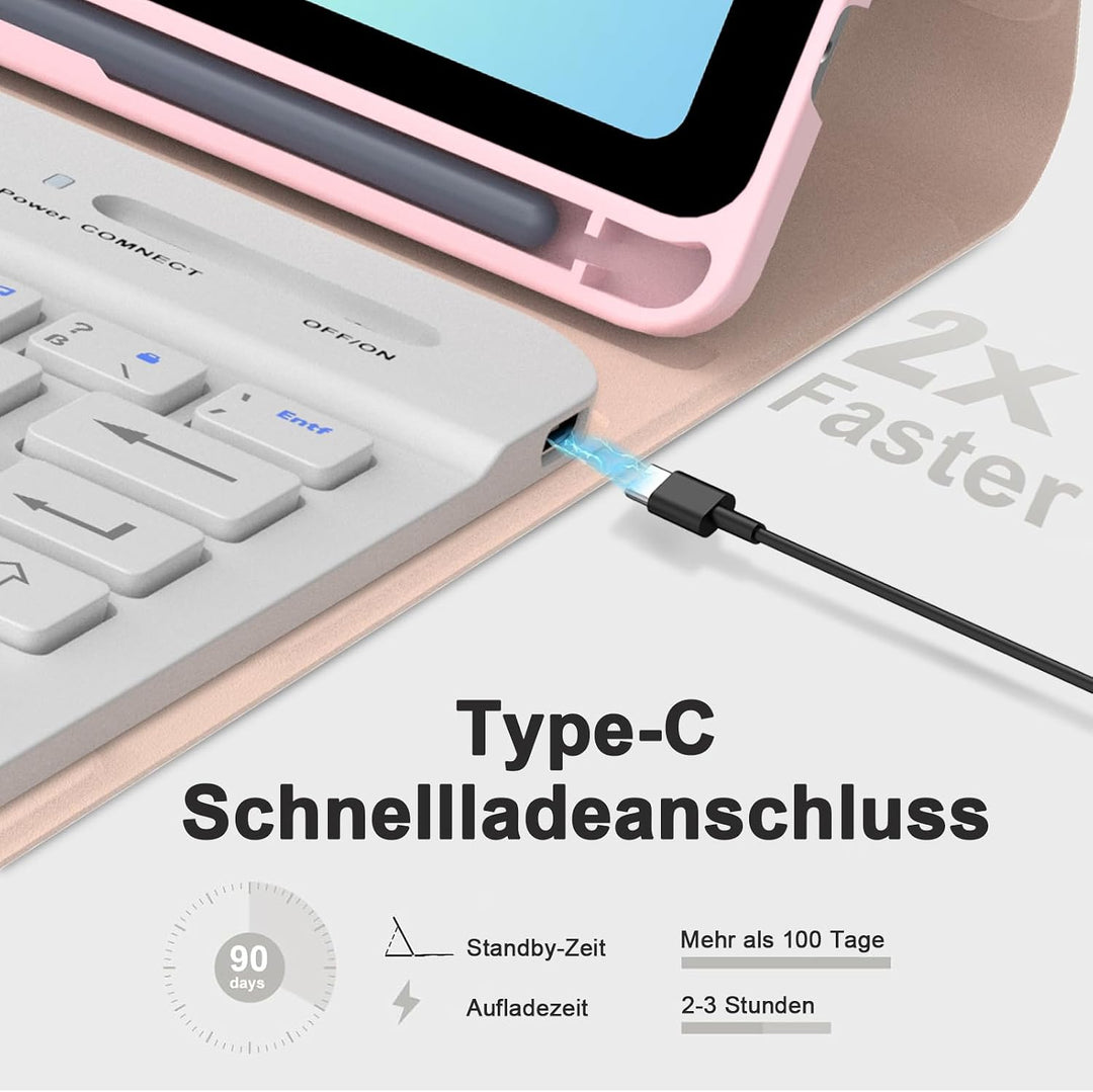 IVEOPPE Hülle mit Tastatur für Samsung Galaxy Tab A11 8.7 Zoll, Deutsches QWERTZ Keyboard, Magnetisc