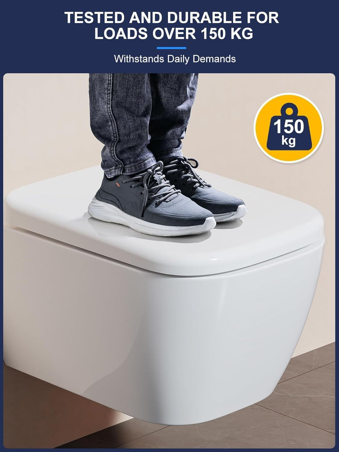 Toilettendeckel mit Absenkautomatik Eckig [LANG],YEAUPE RPO WC Sitz Quick-Release zur einfachen Rein