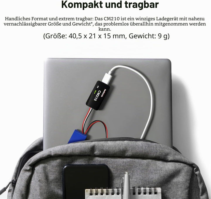 Radiolink CM210 1 Stück schneller 2S LiPo Akku Balance Ladegerät Micro Size USB Type-C Stecker, Netz