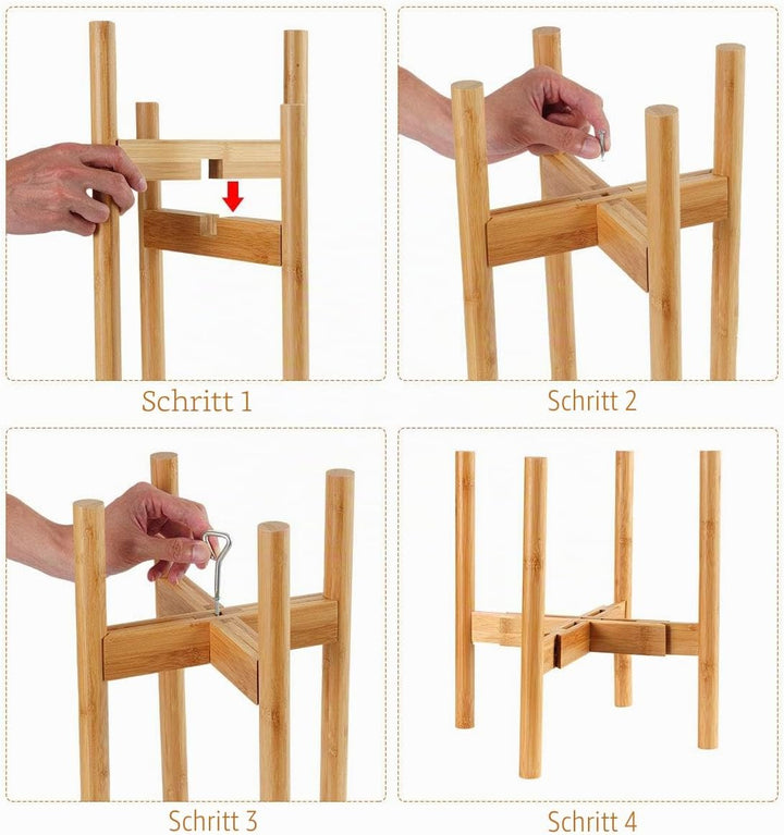 Surplex Verstellbarer Pflanzenständer, Retro Mitte des Jahrhunderts erweiterbarer Holz-Pflanzenhalte