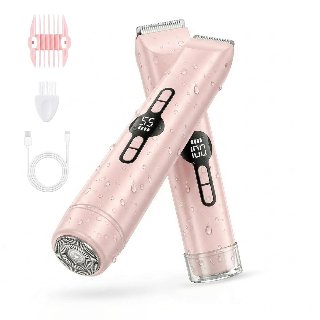 Carehabi Rasierer Damen Intimrasierer für Frauen 2 in 1 Elektrischer Bikini Trimmer mit LED Display