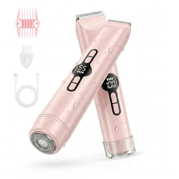 Carehabi Rasierer Damen Intimrasierer für Frauen 2 in 1 Elektrischer Bikini Trimmer mit LED Display