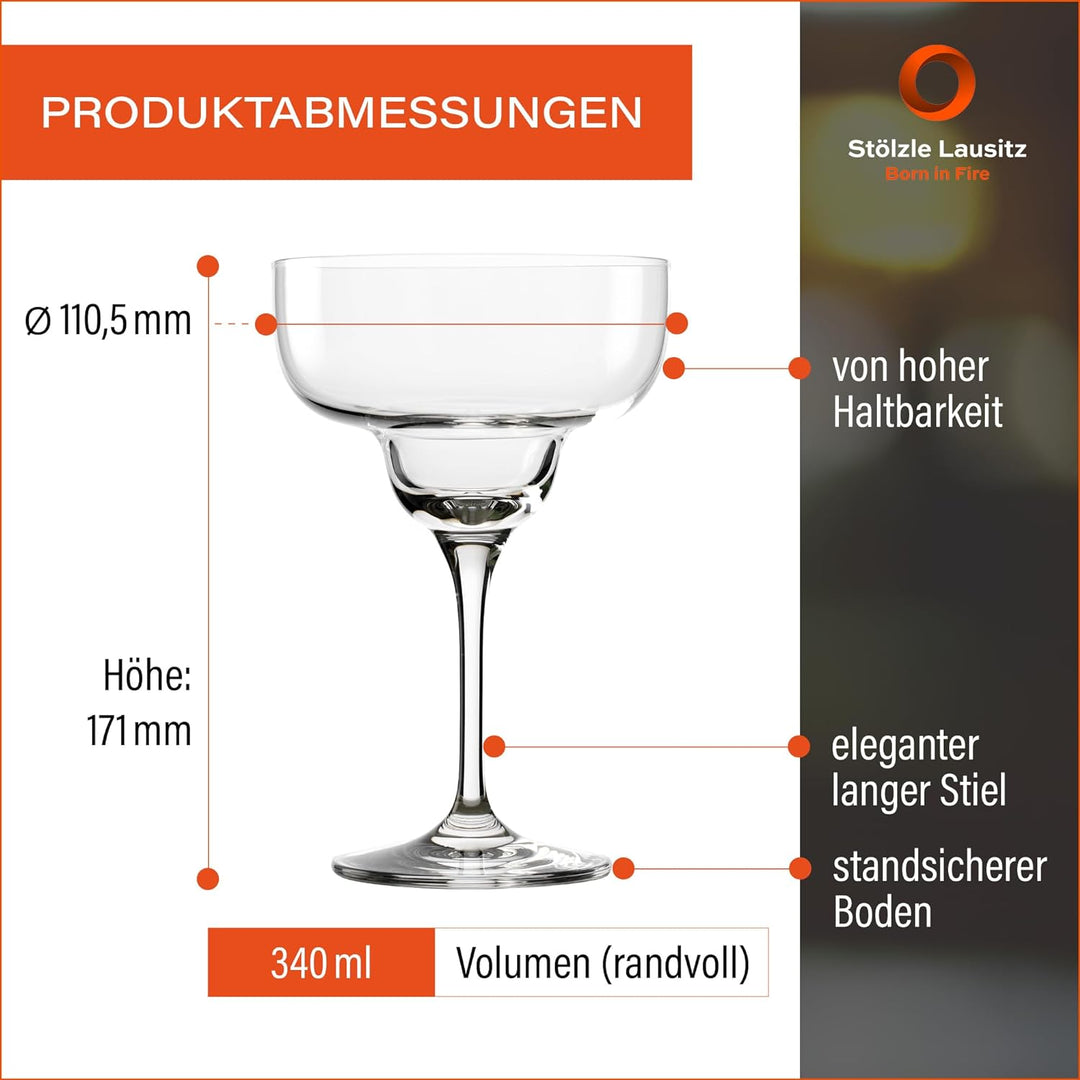 Stölzle Lausitz Margarita Gläser Grandezza 340 ml / 6er Set Cocktailschalen/Aperitifgläser/Cosmopoli
