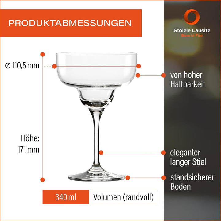 Stölzle Lausitz Margarita Gläser Grandezza 340 ml / 6er Set Cocktailschalen/Aperitifgläser/Cosmopoli