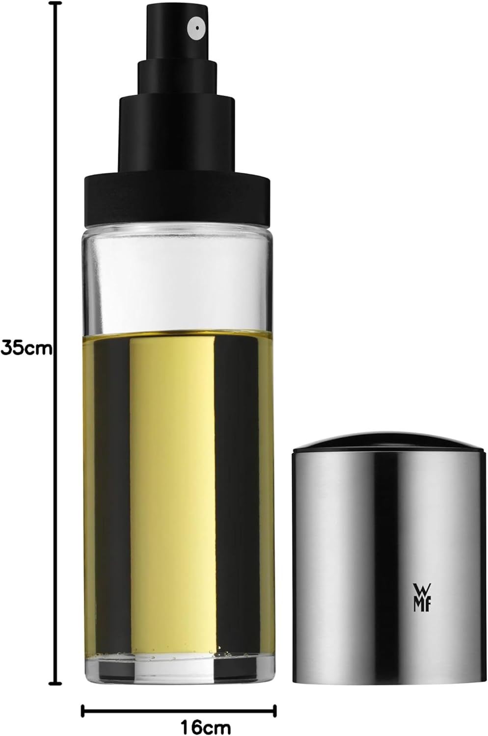 WMF Basic Essig- Olsprüher 125ml, Essig-Sprühflasche, Öl-Sprühflasche mit Glasbehälter, Cromargan Ed